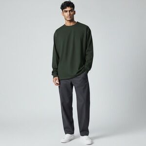 Men's Hanes Dark Green Long Sleeve T-Shirt Size Large